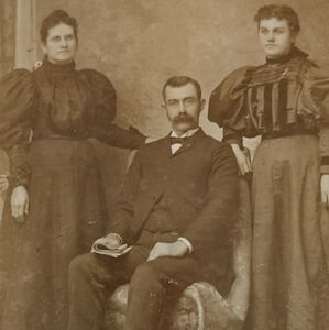 2 Vintage Sepia Photograph of Three Family Members